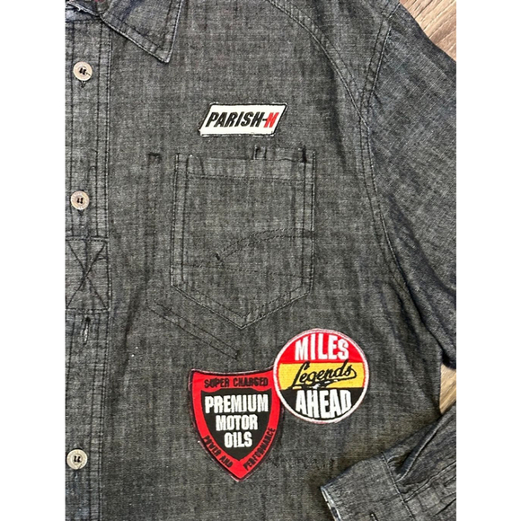 Blacktop Legends Parish Nation Men’s Black Denim Button Up Shirt Patches…​​ - Picture 13 of 13